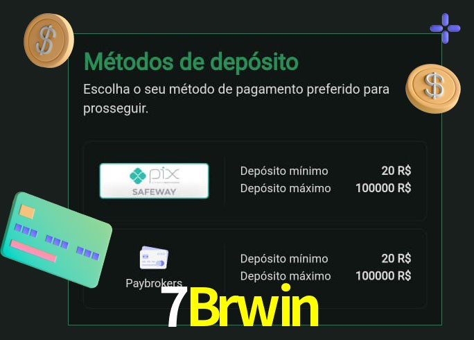 O cassino 7Brwin oferece uma grande variedade de métodos de pagamento